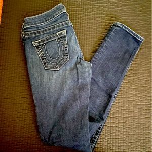 Dark rich blue True Religion skinny jeans 👖